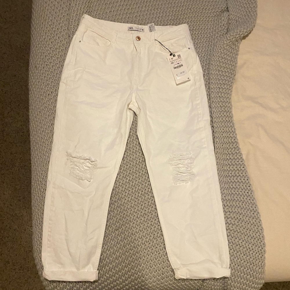 Zara white denim jeans
